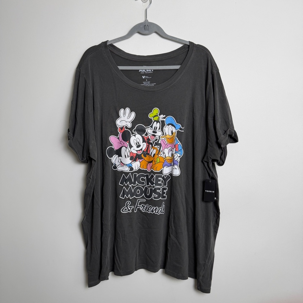Torrid Mickey Mouse & Friends Short Roll Sleeve Graphic T Shirt Gray Size 3X NWT